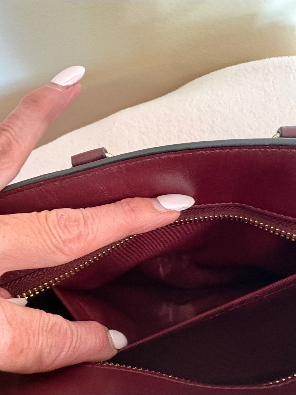 Coach Mini Blake Carryall F37635 Burgundy Pebbled Leather Crossbody Satchel - Picture 4 of 11